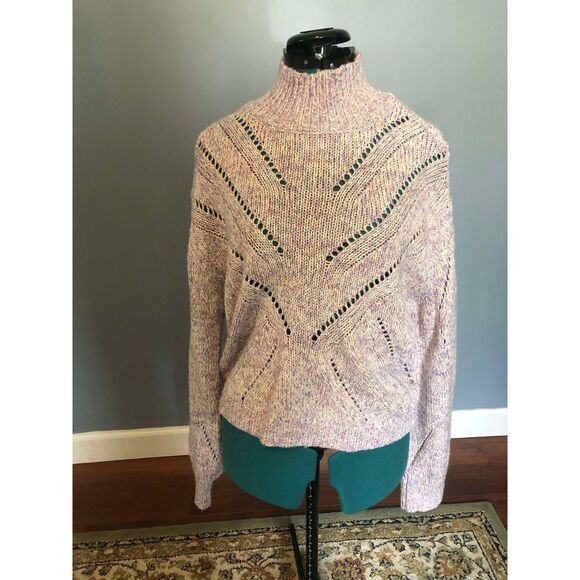 Line The Label Purple Crocheted Mockneck Turtleneck Sweater, size M - Picture 2 of 5